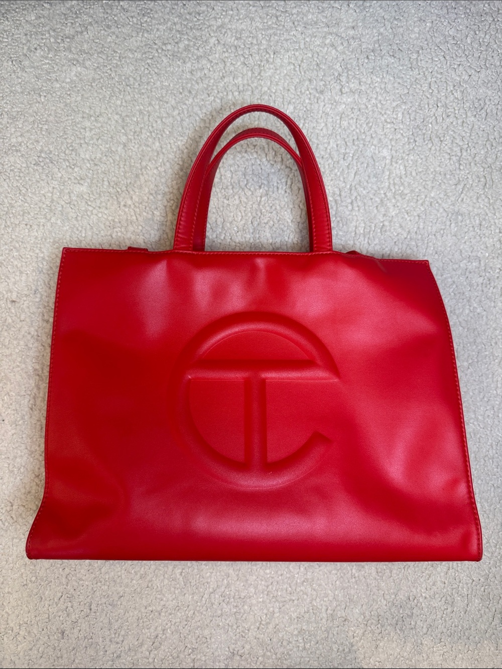 Telfar Red Embossed Logo Tote